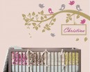 Branch with Birds Leaves Customized Name Nursery Customized Stickers